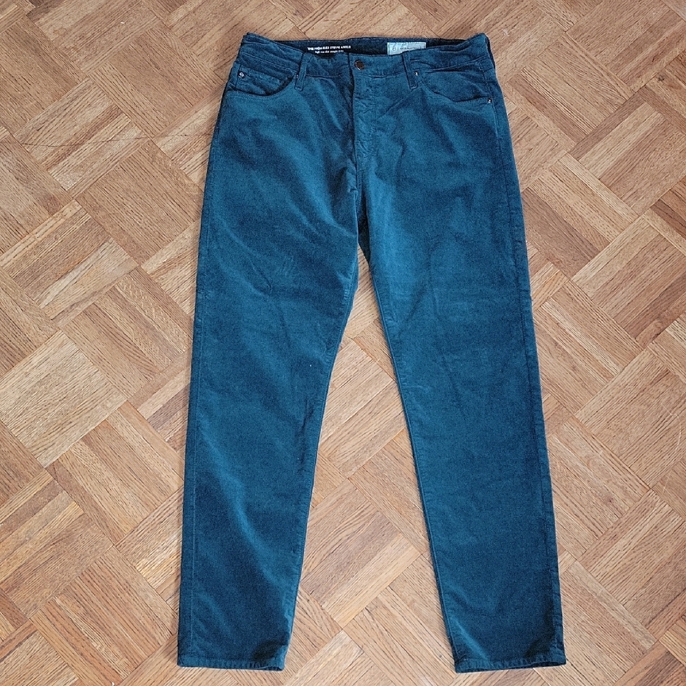 Anthropologie AG High Rise Slim Straight Stevie Ankle Velvet Velour Size 32